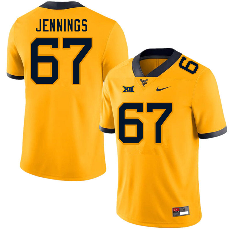 NCAA Men's Chez Jennings West Virginia Mountaineers Gold #67 Nike Stitched Football College Authentic Jersey ZD23M64JH